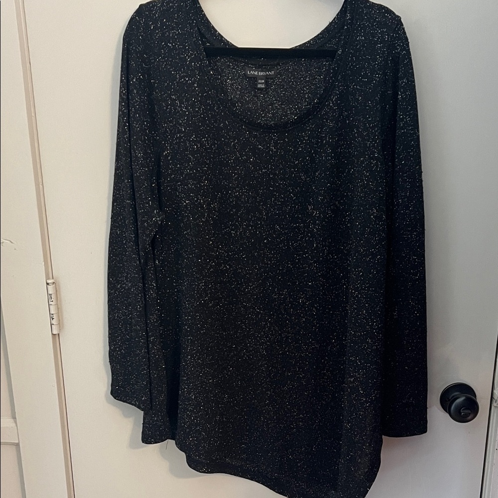 Lane Bryant Glittery Black Long Sleeve Top